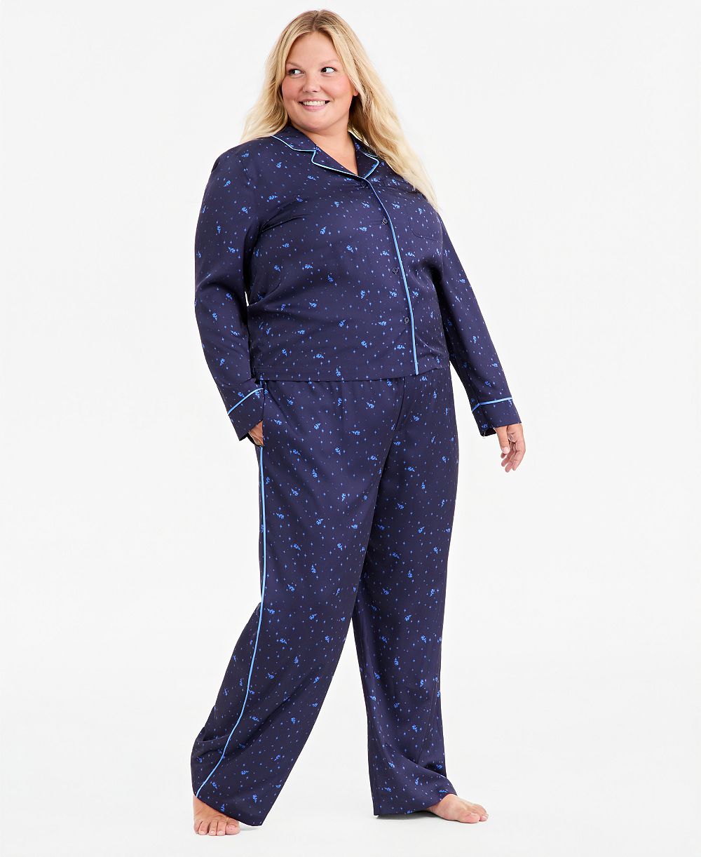 Disney | Macy's Plus Size Sorcerer's Apprentice Mickey Satin Pajama Set, Macy's Exclusive
