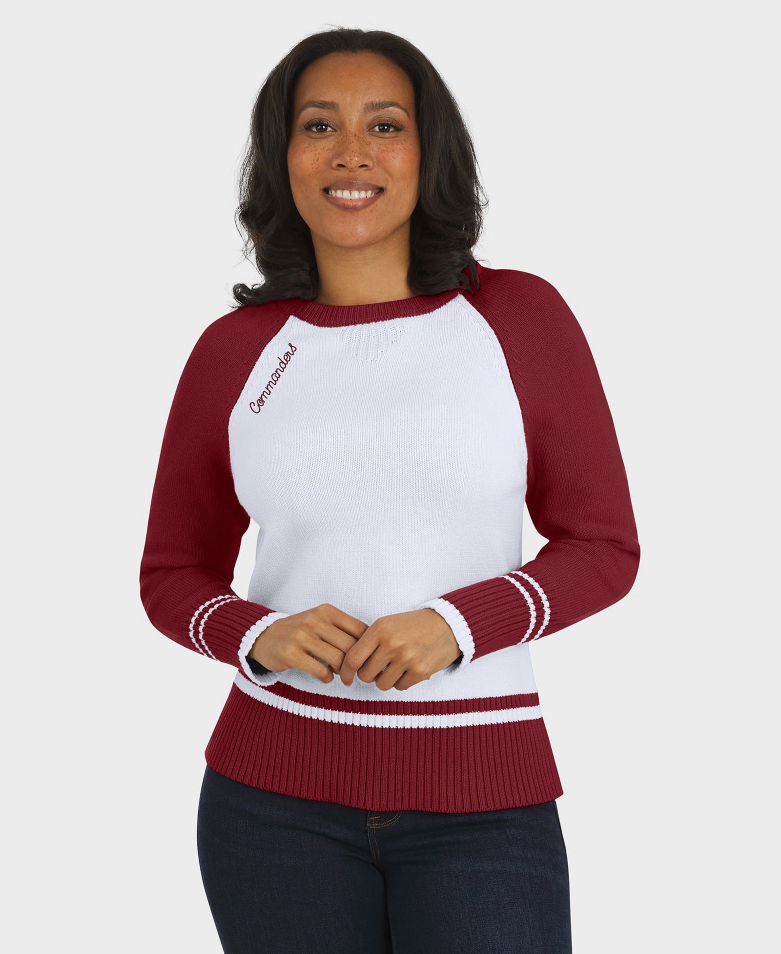 Женский свитер WEAR by Erin Andrews Washington Commanders Color Block Raglan, белый/бордовый