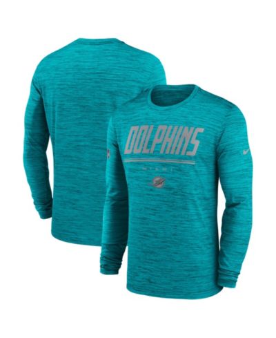 Футболка Nike Men's Aqua Miami Dolphins Sideline Offensive Transition Velocity Dri-FIT Long Sleeve