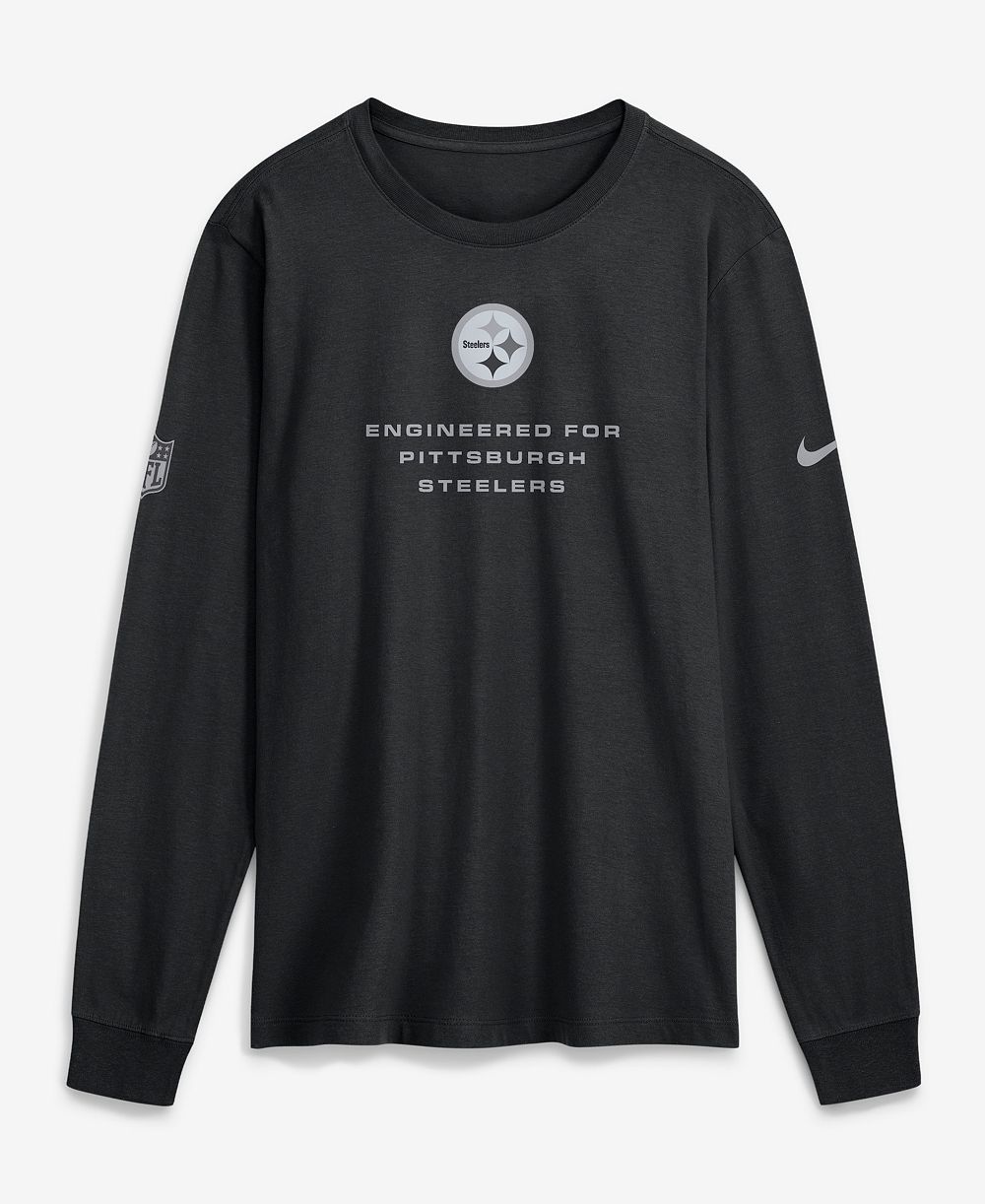 Мужская футболка Nike Black Pittsburgh Steelers Sideline Bold Arch Star Dri-FIT Long Sleeve