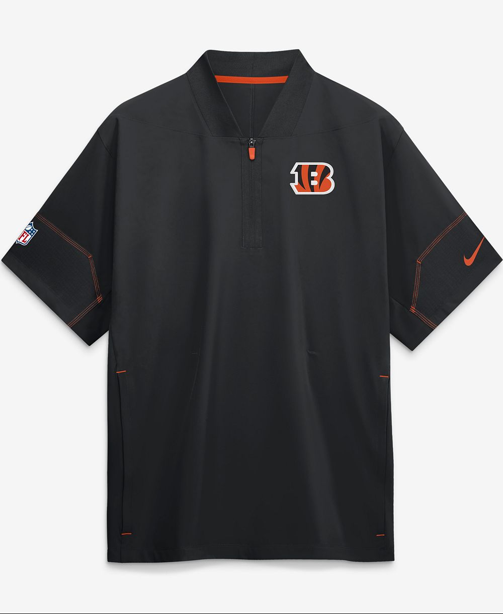 Мужская куртка Nike Black Cincinnati Bengals Sideline Short Sleeve Quarter-Zip Coaches Jacket