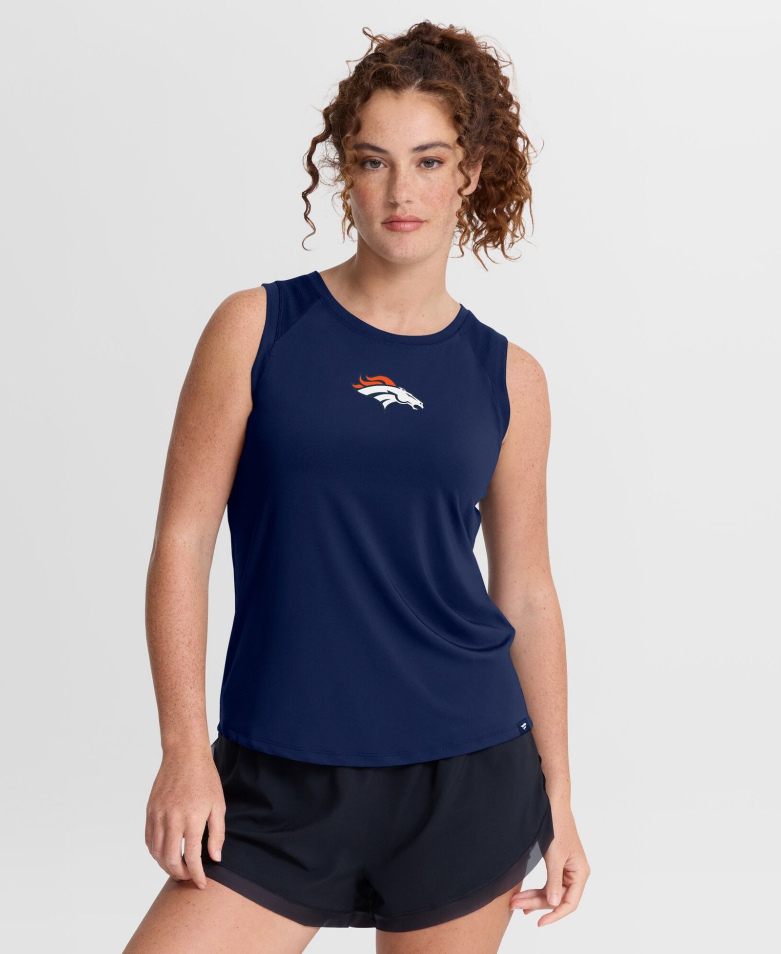 Женский спортивный топ Fanatics Navy Denver Broncos Draped Mesh Back Performance
