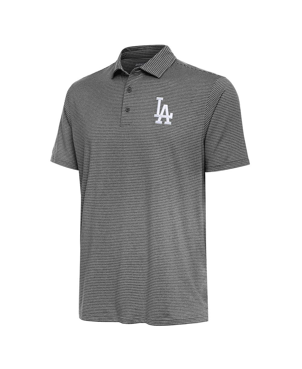 Antigua Men's Heather Black Los Angeles Dodgers Scheme Polo Shirt