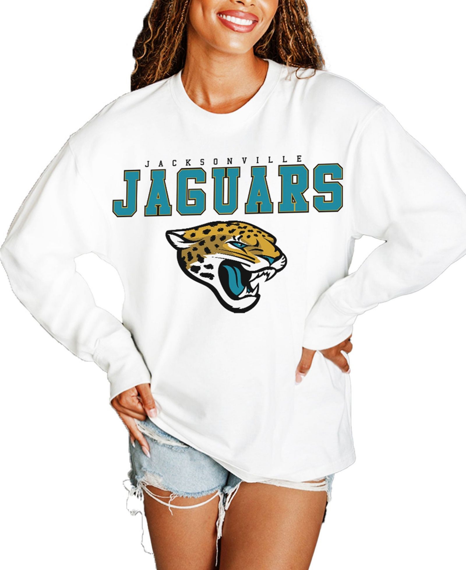 Женская футболка Gameday Couture White Jacksonville Jaguars Big Goals Oversized Long Sleeve