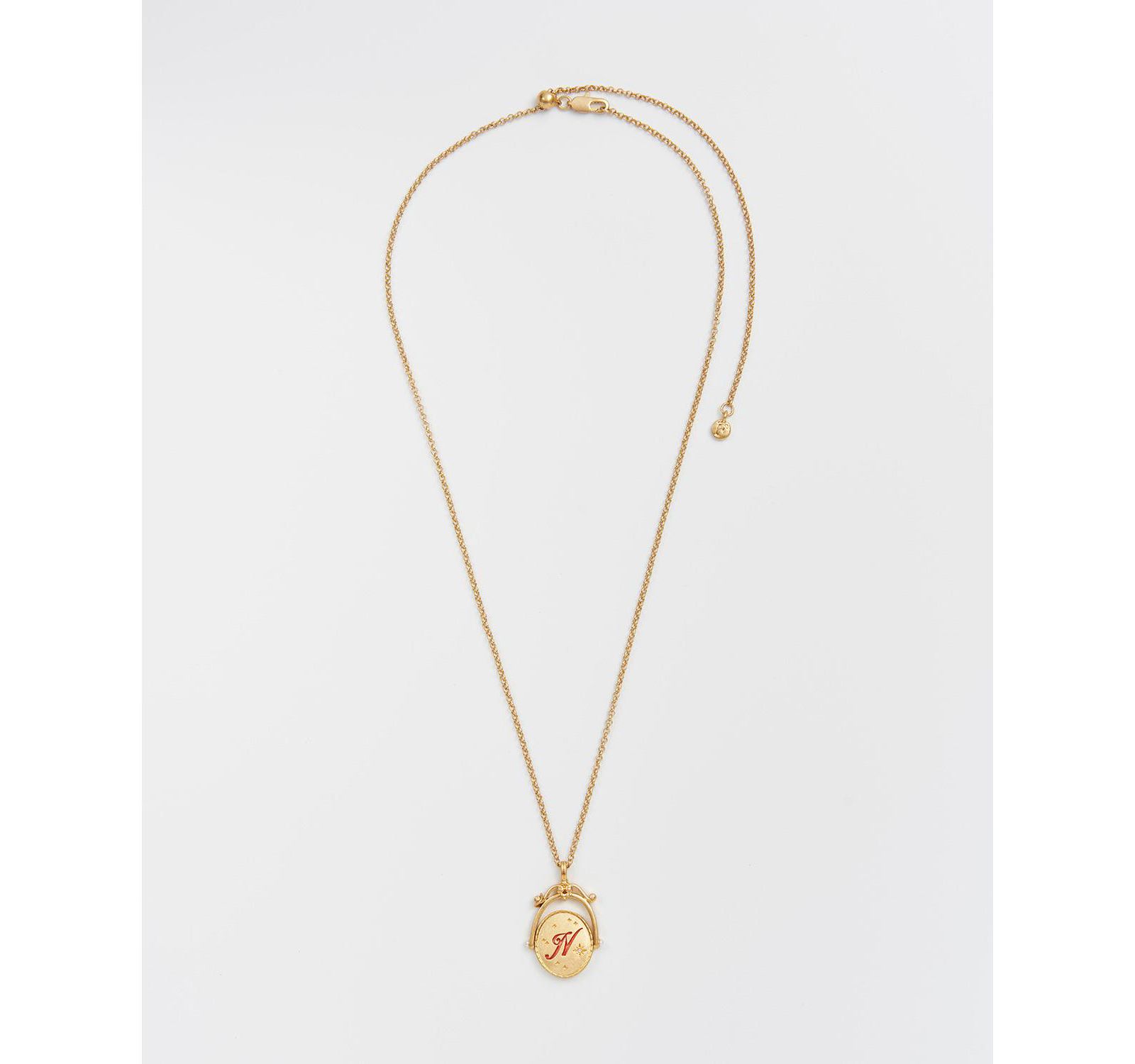 Fable England N Initial Nasturtium Gold Spinner Chain Necklace