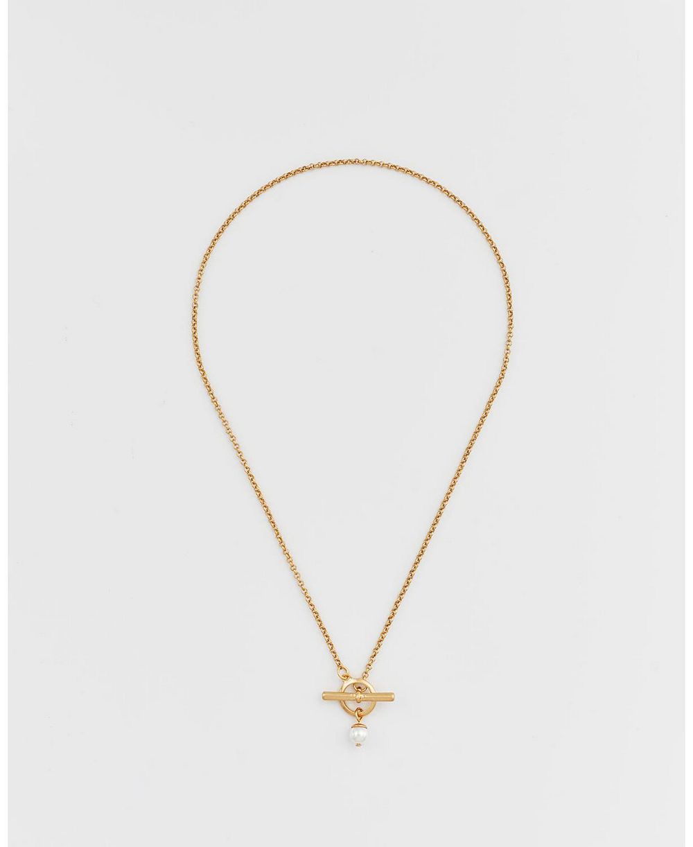 Золотая подвеска Fable England Gold Pearl Toggle Charm Necklace