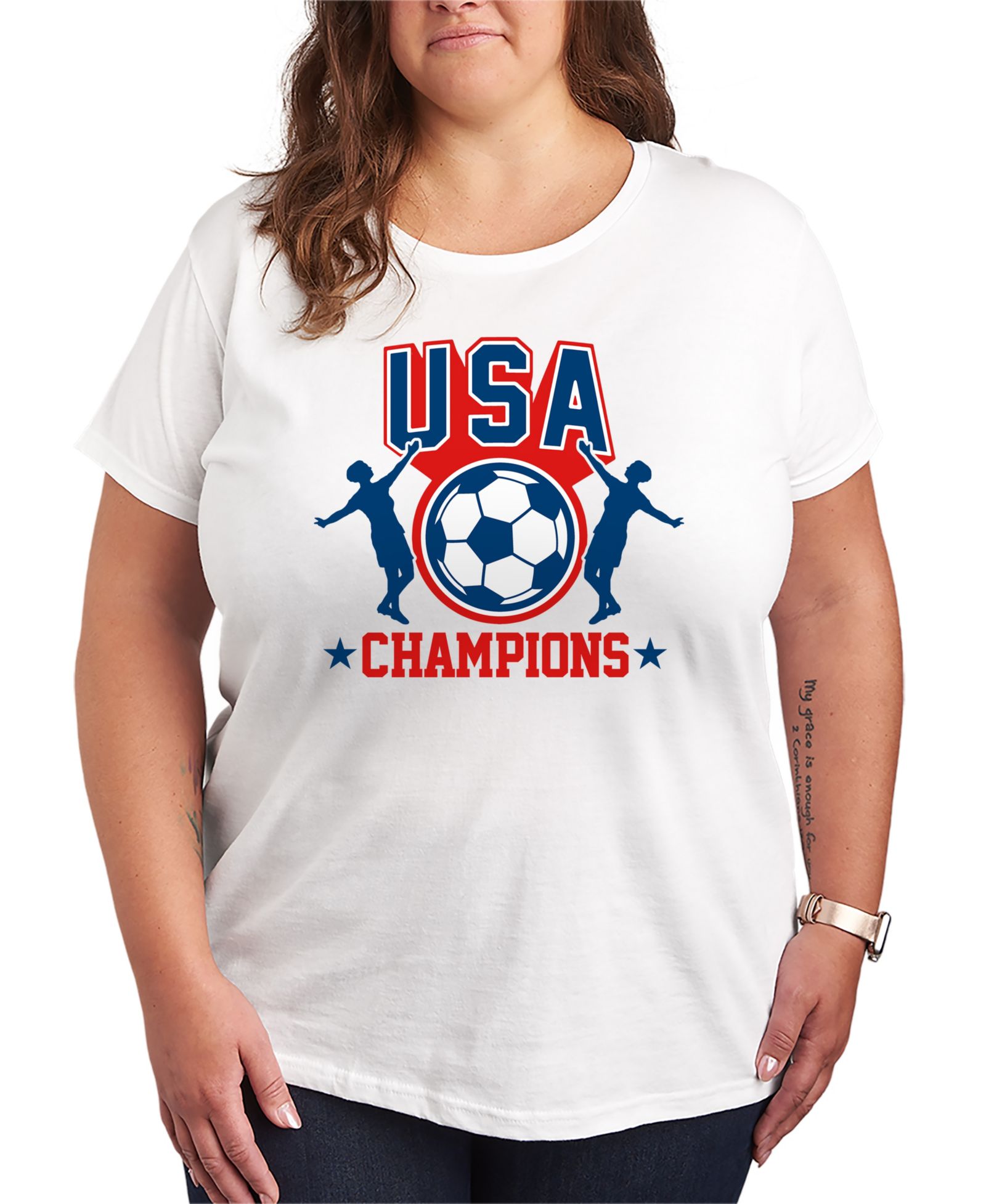 Hybrid Apparel Plus Size USA Soccer Champions Graphic T-Shirt