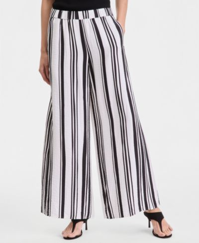I.N.C. International Concepts Women's Stripe Wide-Leg Pull-On Pants, Macy's Exclusive