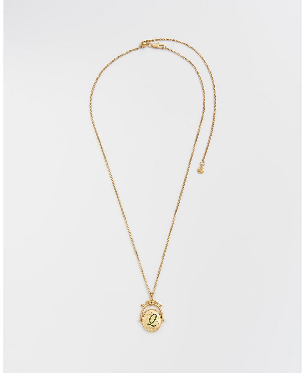 Женская золотая подвеска Fable England Q Initial Queen Annes Lace Spinner Chain Necklace