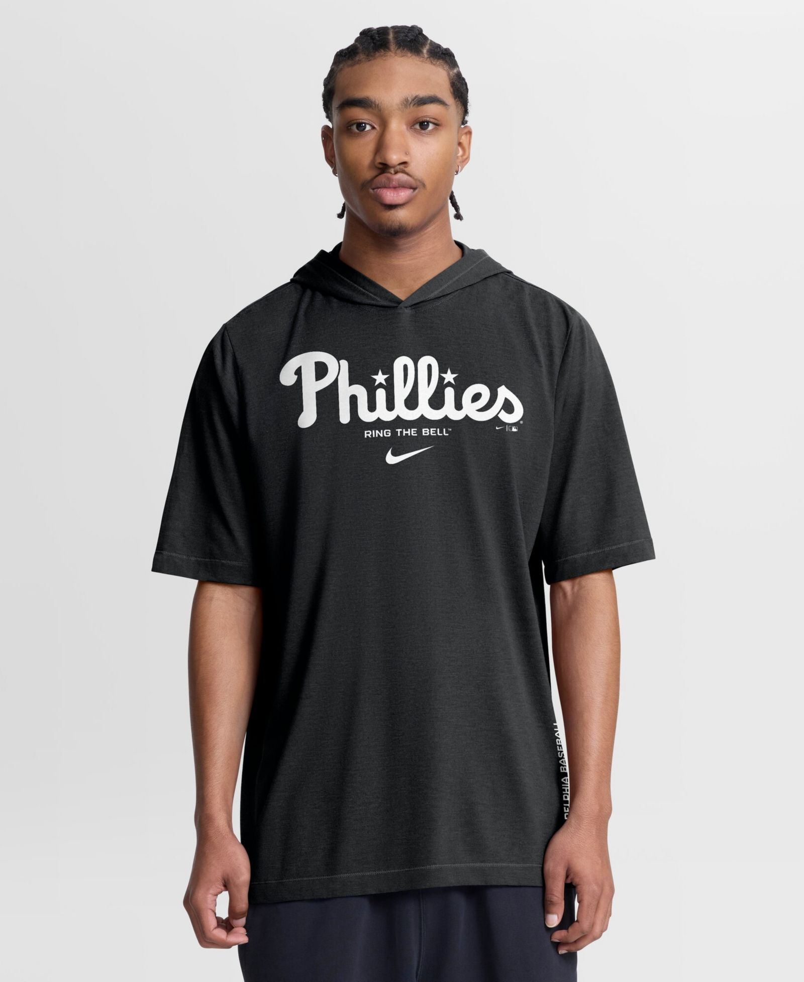Nike Men's Black Philadelphia Phillies Arched Wordmark Tri-Blend Hooded T-Shirt