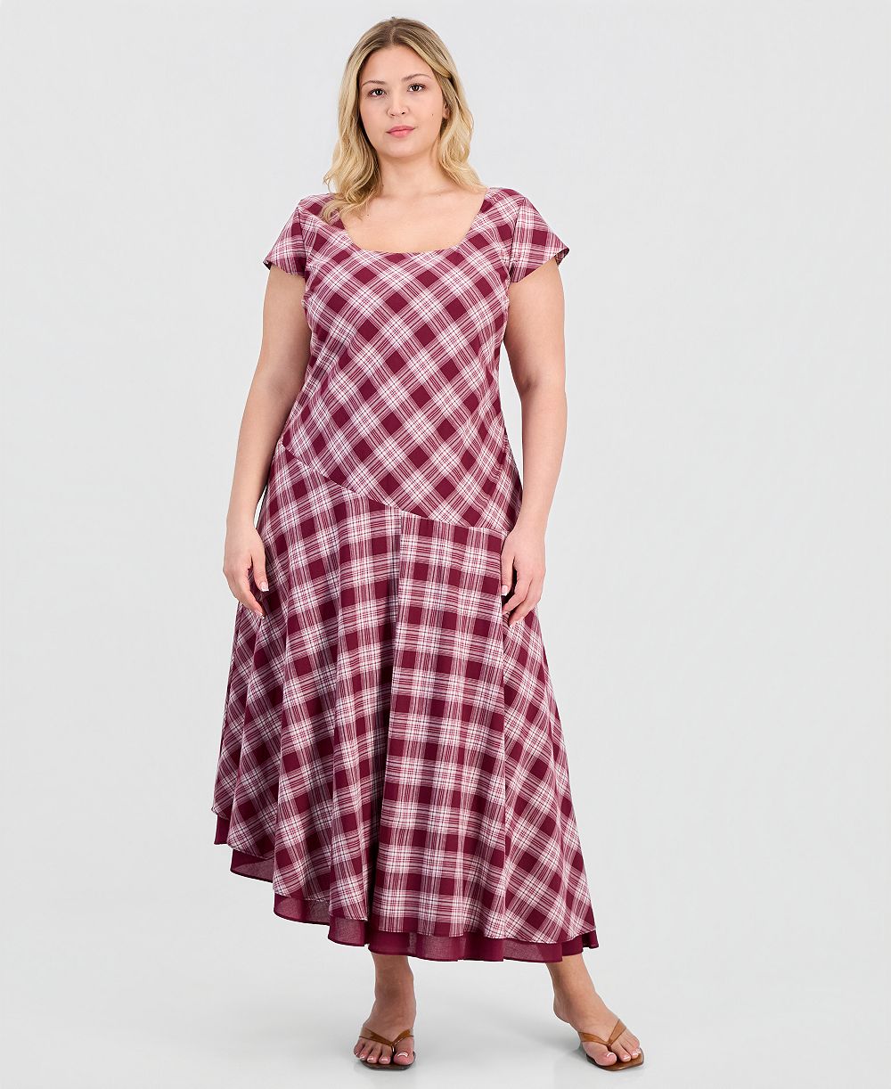 Женское макси-платье And Now This Plus Size Square-Neck Cotton