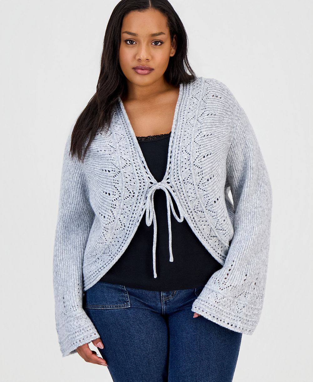 And Now This Женский кардиган Plus Size Pointelle с вырезами