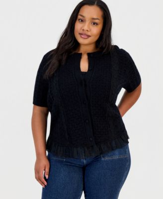 And Now This кардиган Plus Size с кружевной отделкой по подолу
