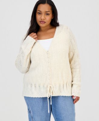 And Now This Plus Size Femme Peplum Tie-Waist Cardigan, Macy's Exclusive