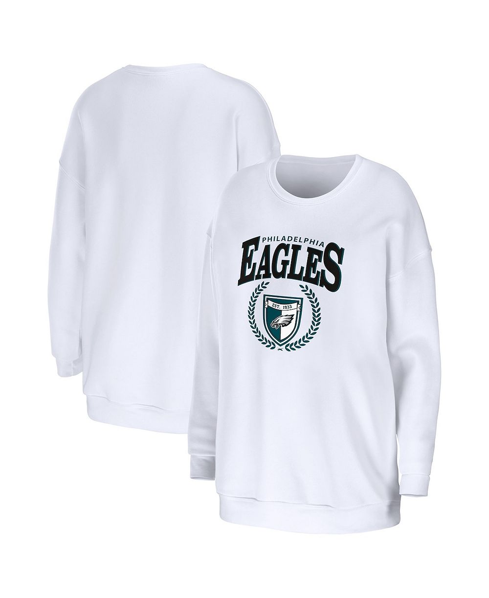 Женская толстовка WEAR by Erin Andrews White Philadelphia Eagles Oversized Pullover Sweatshirt
