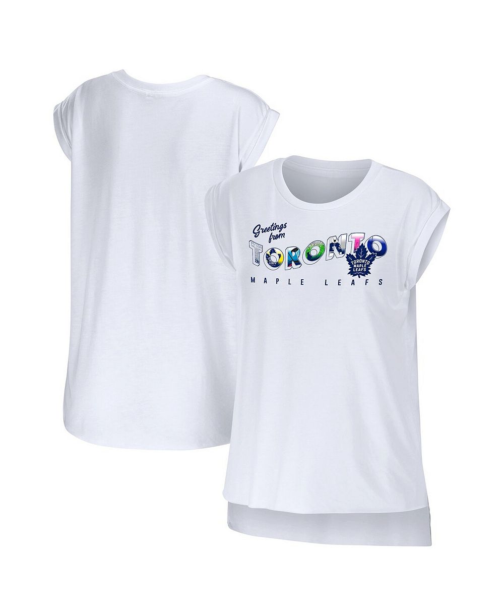 Женская футболка WEAR by Erin Andrews White Toronto Maple Leaf Greetings From Muscle