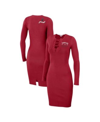Женское платье WEAR by Erin Andrews Tampa Bay Buccaneers Lace Up Long Sleeve, Red