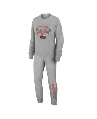 Женский комплект для отдыха WEAR by Erin Andrews 2-Piece Heather Gray Cleveland Browns Plus Size трикотажная футболка с длинным рукавом и брюки