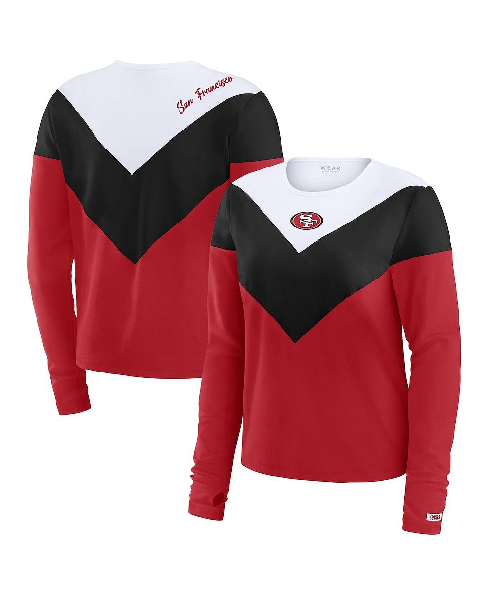 WEAR by Erin Andrews Женская футболка с длинным рукавом San Francisco 49ers, Plus Size, трикотаж Chevron