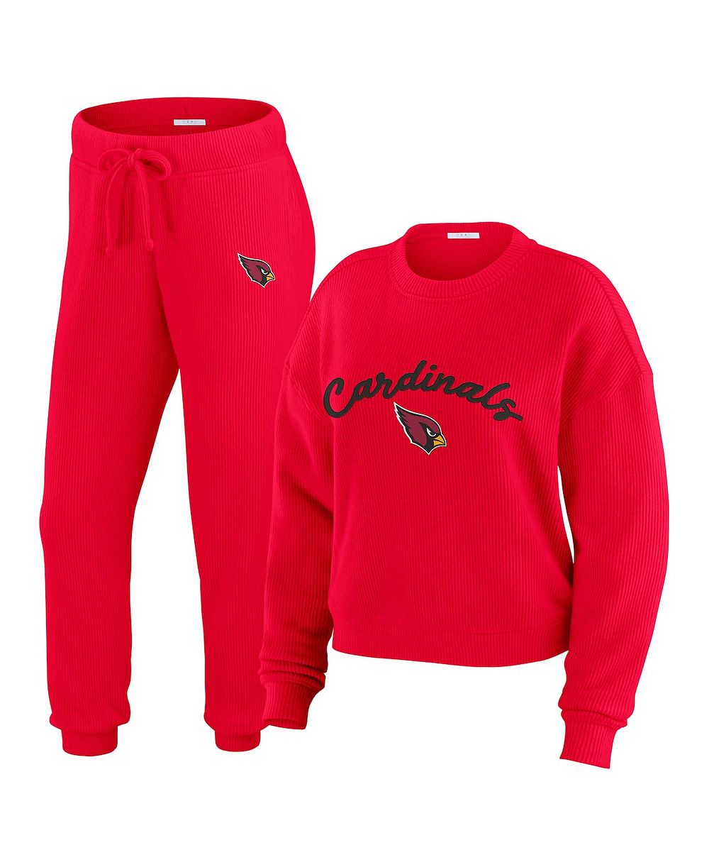 WEAR by Erin Andrews Women's 2-Piece Cream Arizona Cardinals Knitted Tri-Blend Long Sleeve T-Shirt & Pants Lounge Set