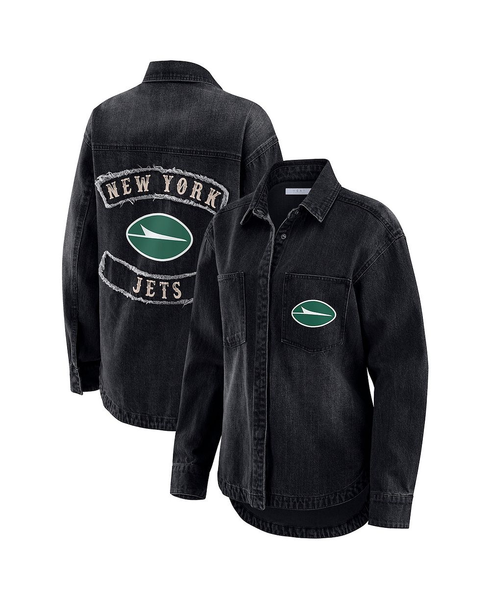 WEAR by Erin Andrews Женская джинсовая рубашка-шэкет New York Jets Washed Oversized