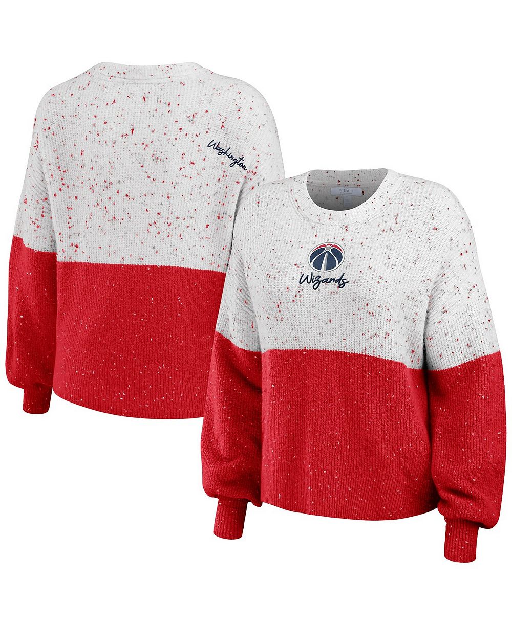 Женский пуловер WEAR by Erin Andrews White/Red Washington Wizards Color-Block