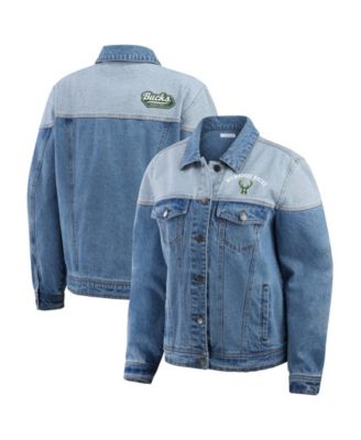 WEAR by Erin Andrews Women's Blue Milwaukee Bucks Full-Button Denim Jacket