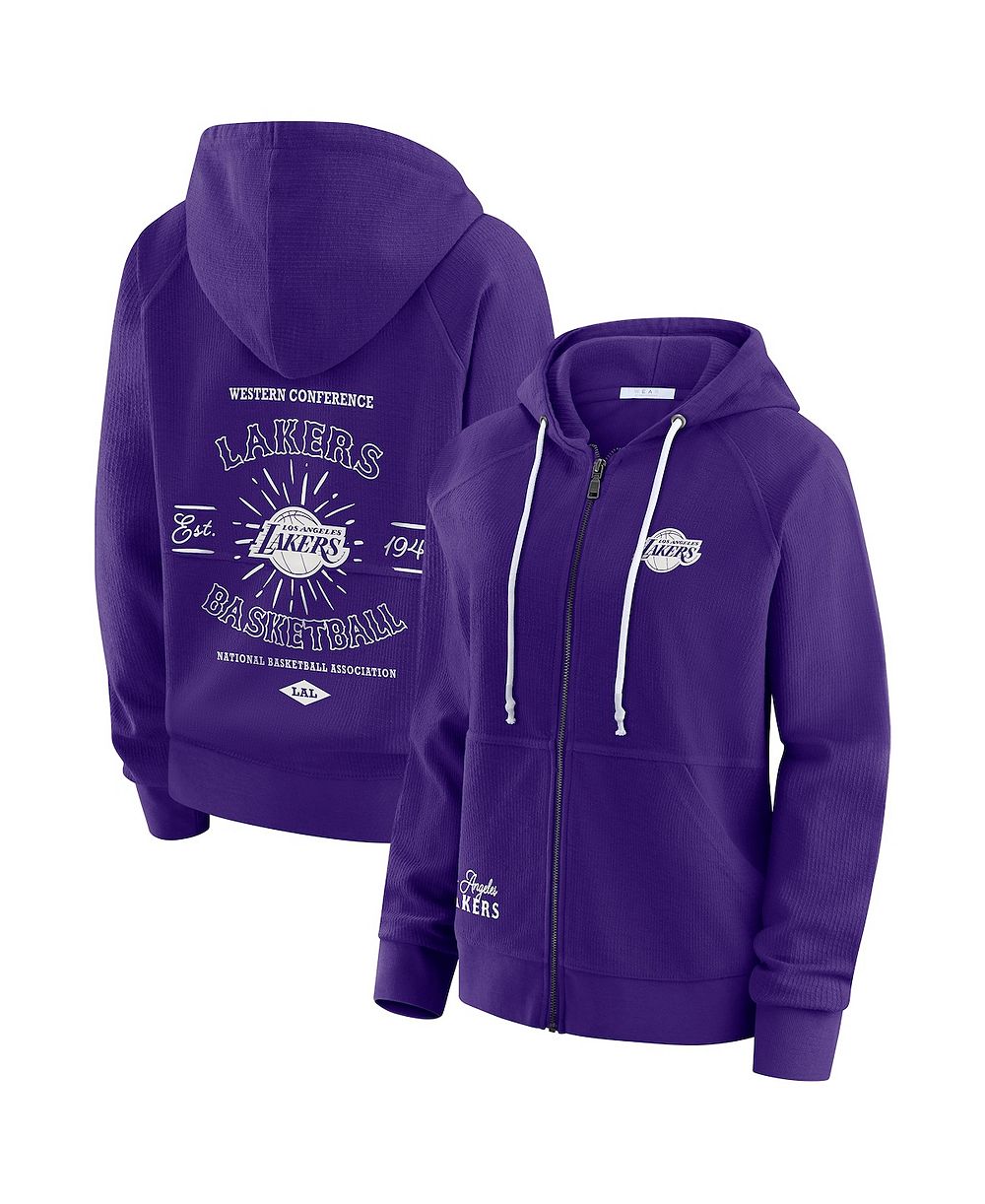 WEAR by Erin Andrews Women's Purple Los Angeles Lakers Vintage Full-Zip Raglan Hoodie