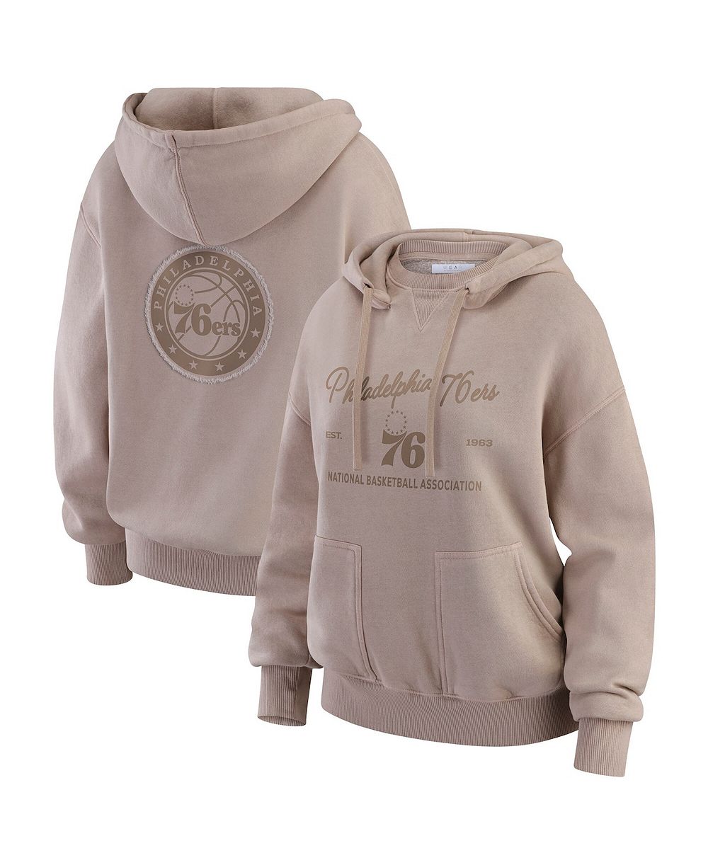 Женская джерси WEAR by Erin Andrews Tan Philadelphia 76ers Washed Pullover
