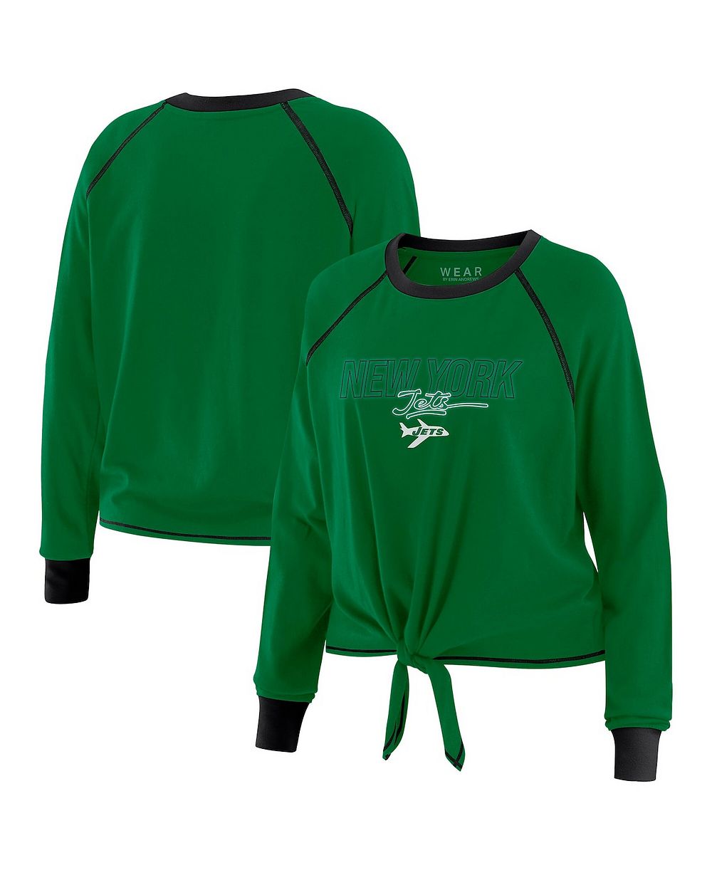WEAR by Erin Andrews женская зеленая футболка New York Jets с завязками и длинным рукавом