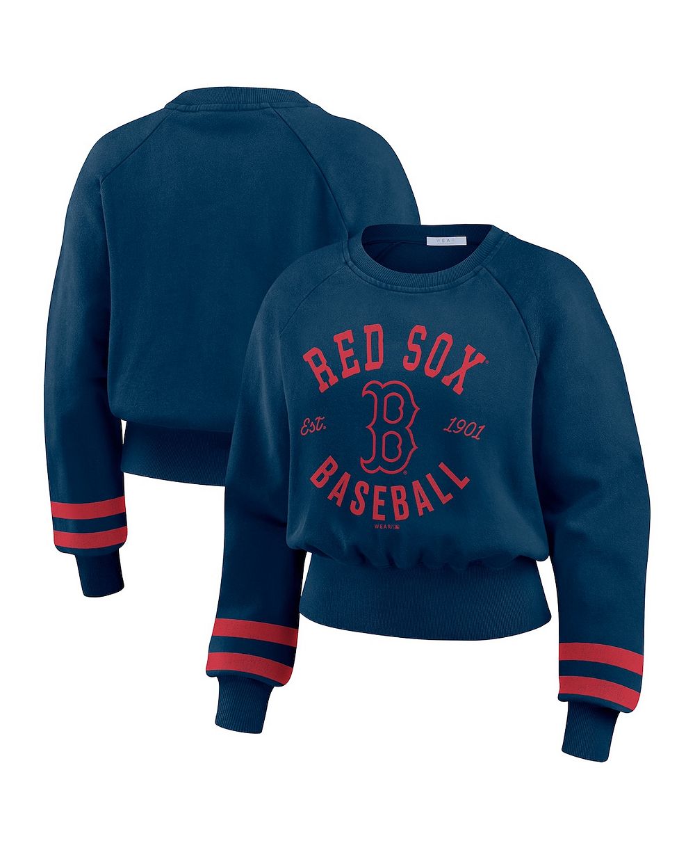 Женский укороченный свитшот WEAR by Erin Andrews Boston Red Sox Vintage Washed Navy