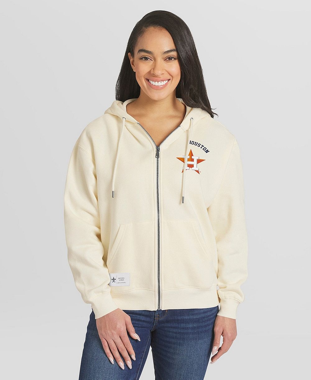 WEAR by Erin Andrews Women's Cream Houston Astros Full-Zip Hoodie