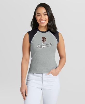 Женский укороченный топ WEAR by Erin Andrews Heather Gray San Francisco Giants Raglan Tank Top
