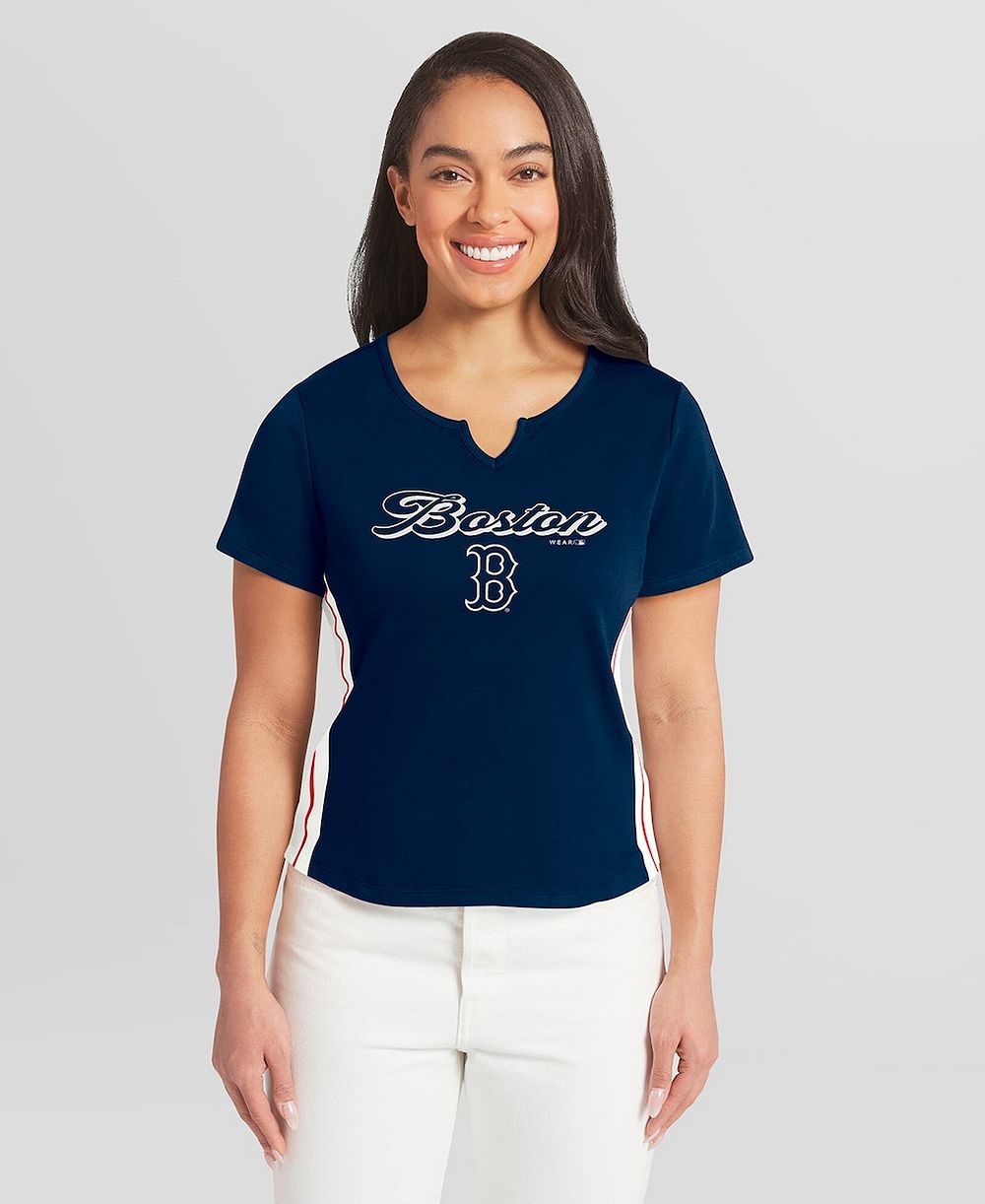 WEAR by Erin Andrews Женский темно-синий укороченный T-shirt с V-образным вырезом