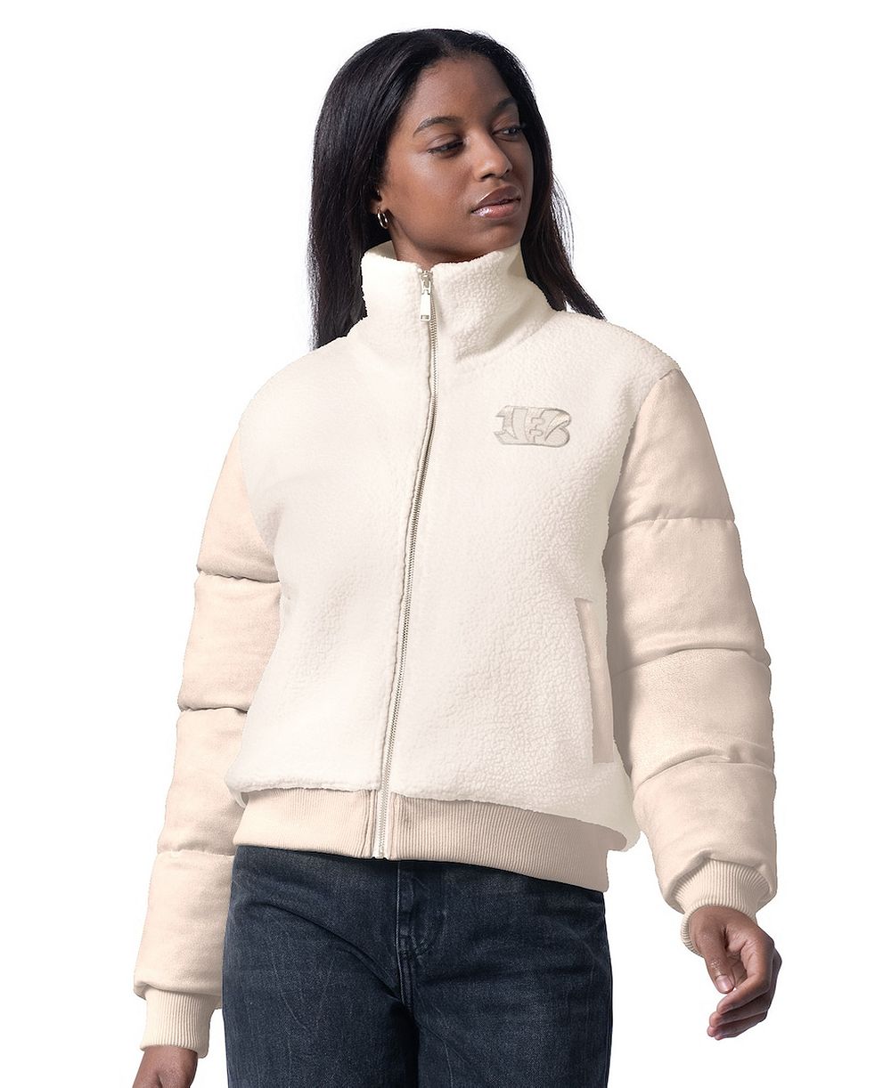 Женская куртка G-III 4Her by Carl Banks Cream Cincinnati Bengals Cheerleader Sherpa Full-Zip