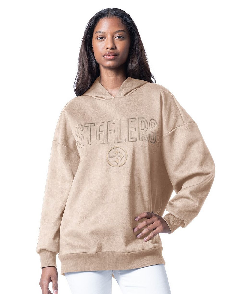 Женский удлиненный худи-туника G-III 4Her by Carl Banks Cream Pittsburgh Steelers Best Hitter Oversized