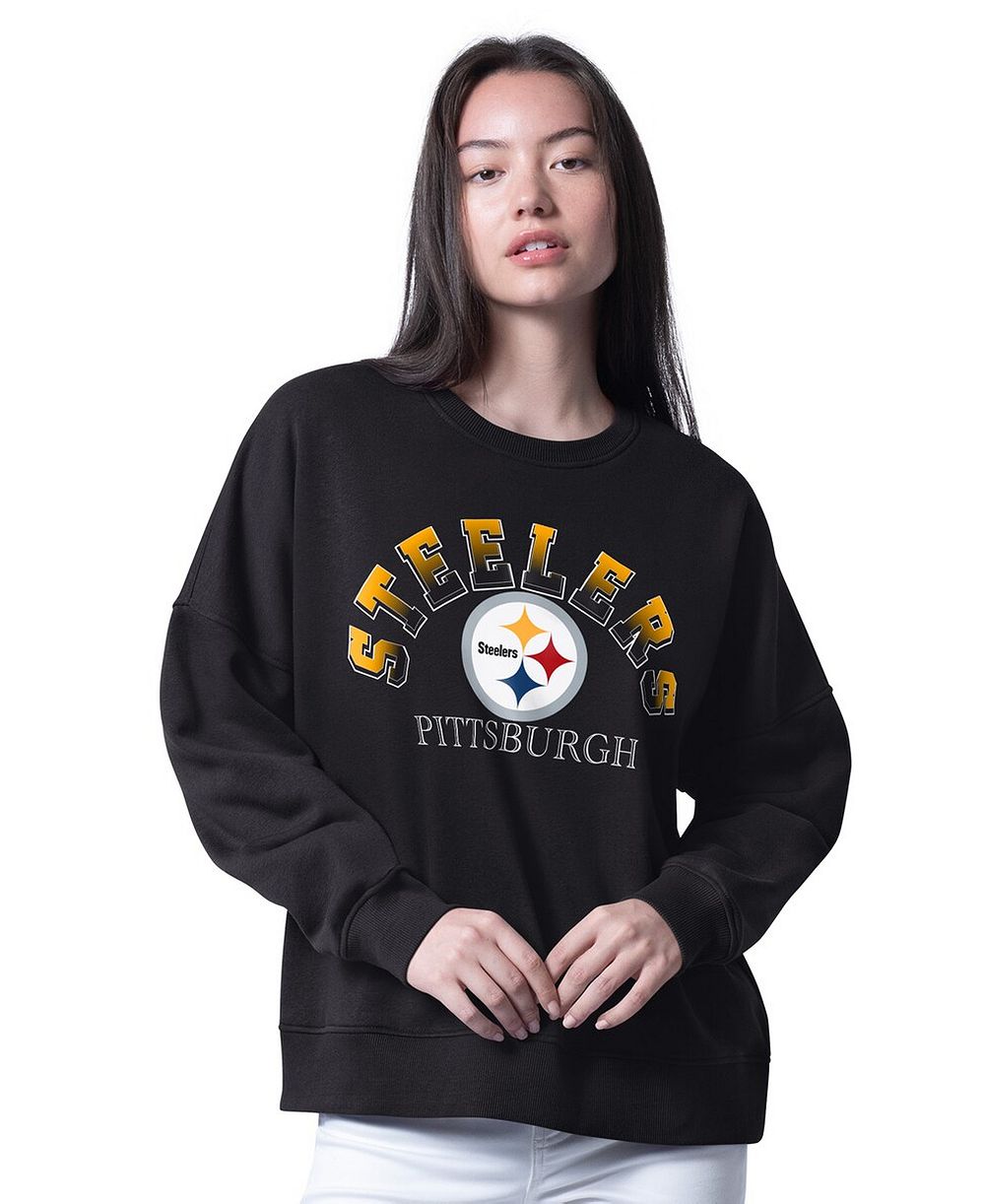 Женское худи G-III 4Her by Carl Banks Black Pittsburgh Steelers Oversized Feud