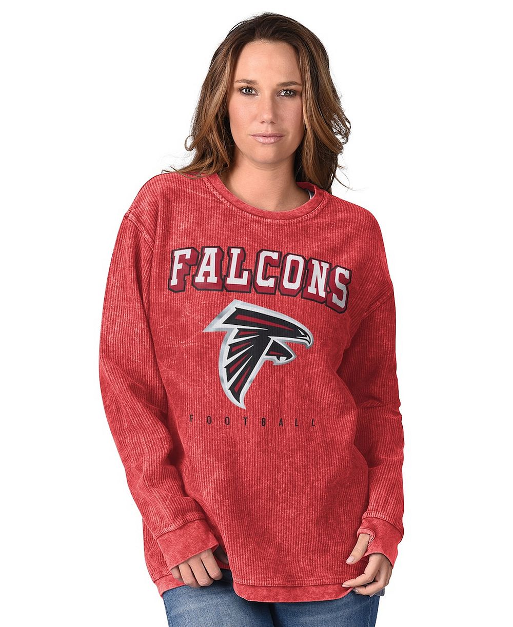 Женская толстовка G-III 4Her by Carl Banks Red Atlanta Falcons Comfy Cord Distressed Pullover Sweatshirt