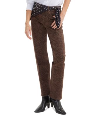 Liverpool Los Angeles Women's Kennedy Animal Print Straight-Leg Jeans, 30" Inseam