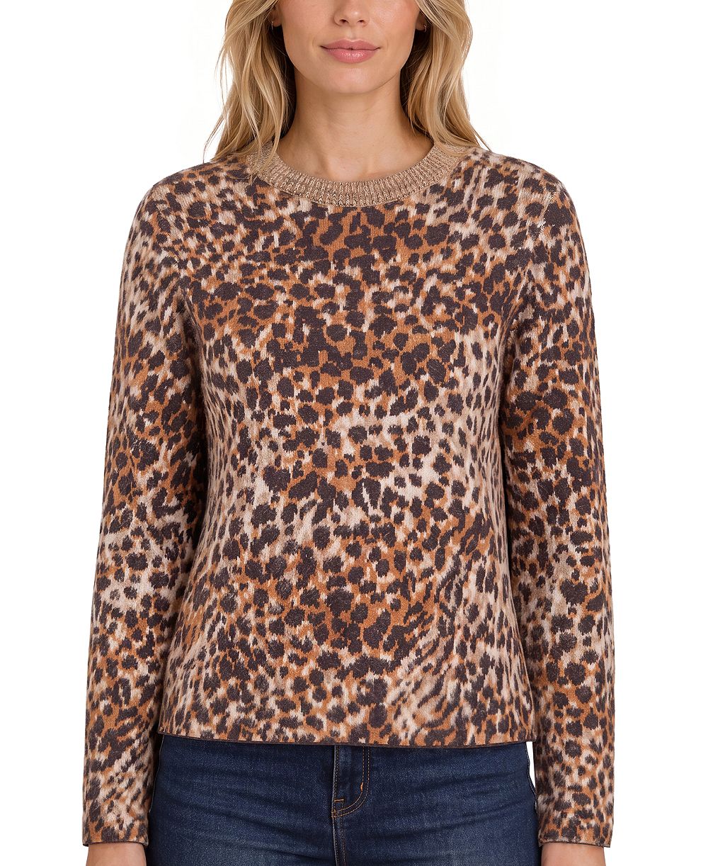 Женский свитер Liverpool Los Angeles Leopard-Print Long-Sleeve