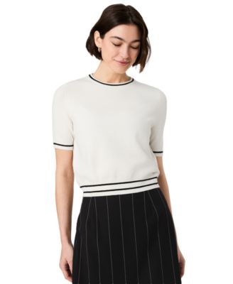 French Connection Women's Babysoft Short-Sleeve Rib Stripe Top