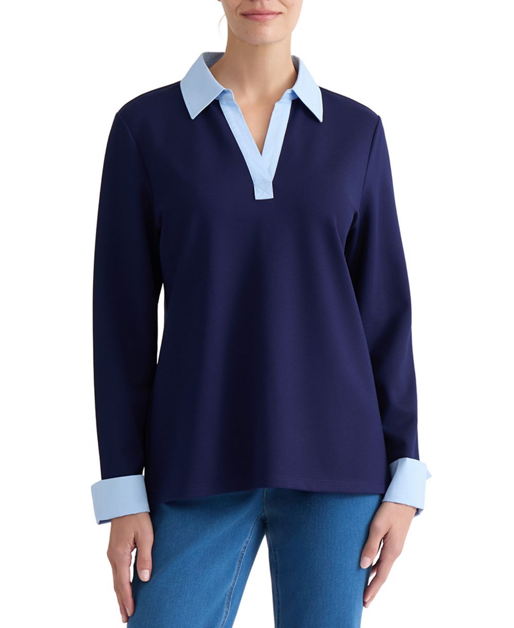 Jones New York Women's V-Neck Twofer Top
