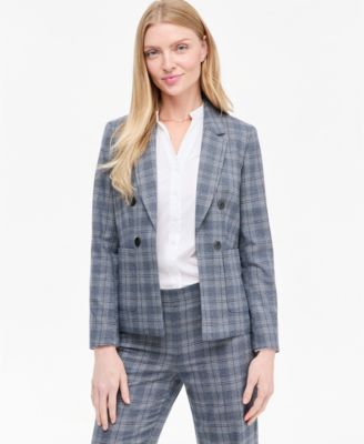 Женская куртка Jones New York в клетку с отложным воротником