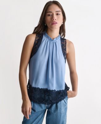 Женский топ BCBG High-Neck Sleeveless Lace Combo Woven Top