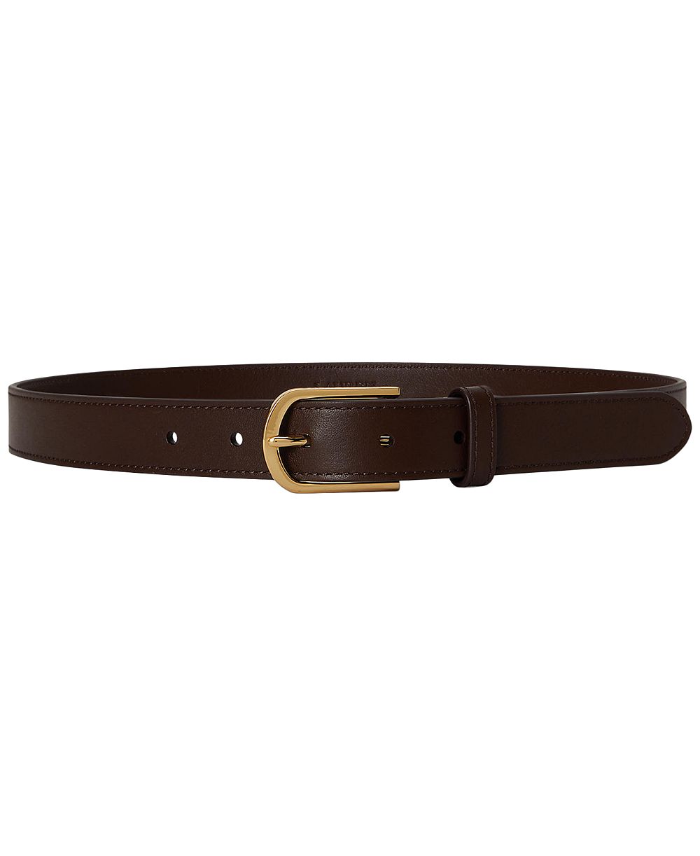 Lauren Ralph Lauren Rounded Buckle Leather Skinny Belt