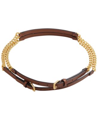 Lauren Ralph Lauren Leather Trim Stacked Chain Belt