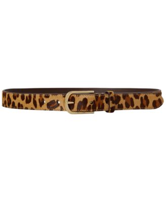 Lauren Ralph Lauren Leopard Print Leather Skinny Belt