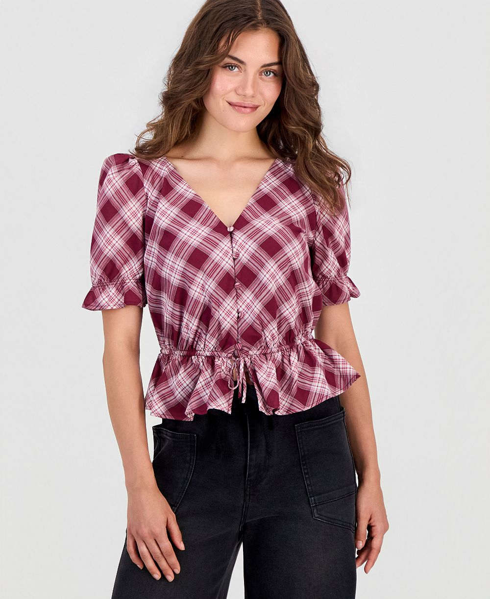 And Now This Petite Plaid Peplum Blouse, Macy's Exclusive