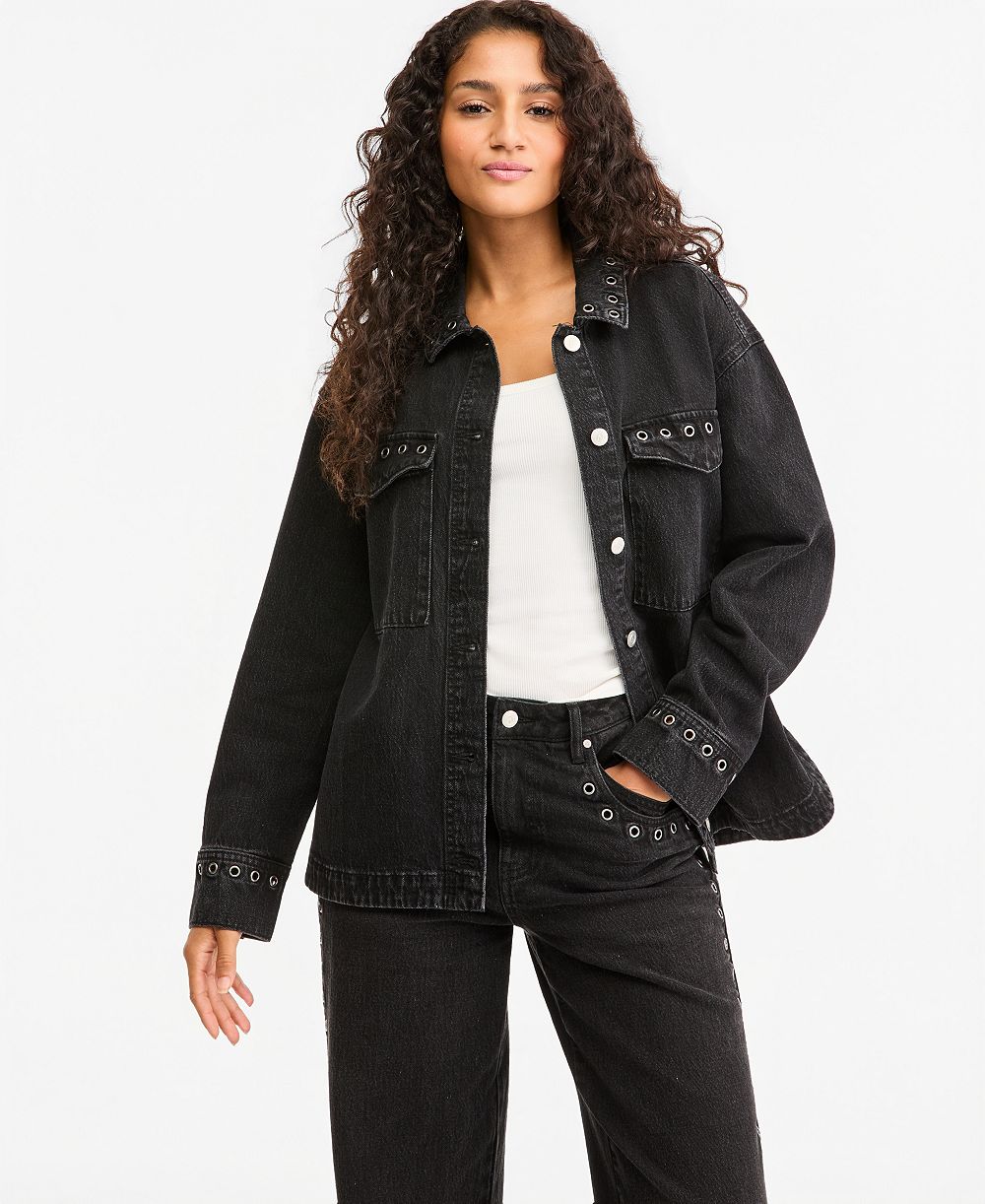 And Now This куртка из денима с люверсами Petite, эксклюзив для Macy's