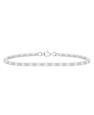 Macy's Lab-Grown Gemstone and Lab-Grown White Sapphire (3-1/6 ct. t.w.) Bracelet in Sterling Silver (Also Available in Lab-Grown Blue Sapphire, Opal, Ruby, Pink Sapphire, and White Sapphire)
